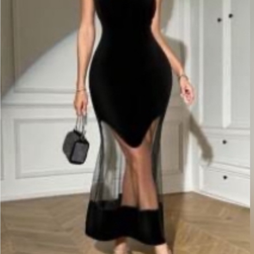 Black Halter Bodycon Maxi Dress